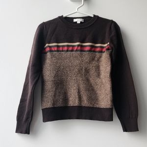 Gucci Houndstooth Stripe Wool Knit Sweater